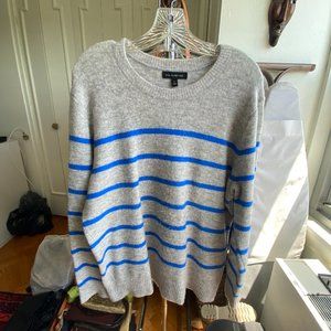 gray & blue striped cashmere sweater